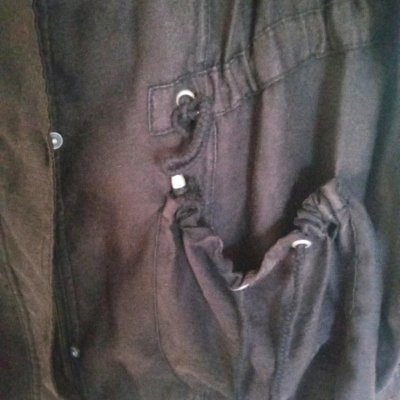 Free People Women's Full Sweep Black Anorak Jacket Linen Blend Size Large - Picture 7 of 7